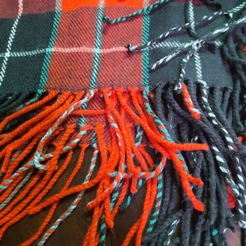 Mackenzie cHilds fabric scarf designer 50x60 red plaid blanket